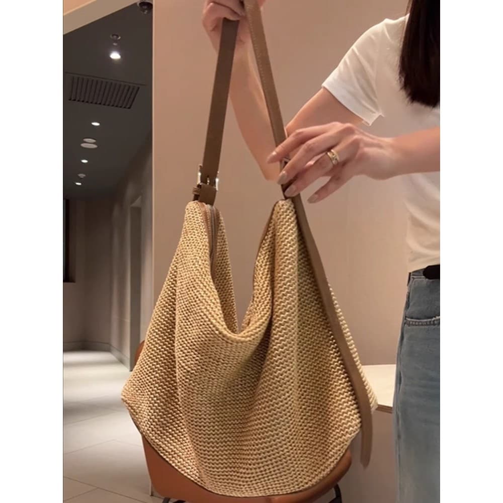 Grande capacidade estilo preguiçoso saco feminino 2026 novo estilo verão moda Casual tecido sacola de ombro saco do mens