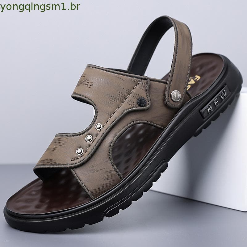 Verão masculino novo estilo sapatos de praia sandálias ao ar livre dois wear antiderrapante sola macia superfície macia