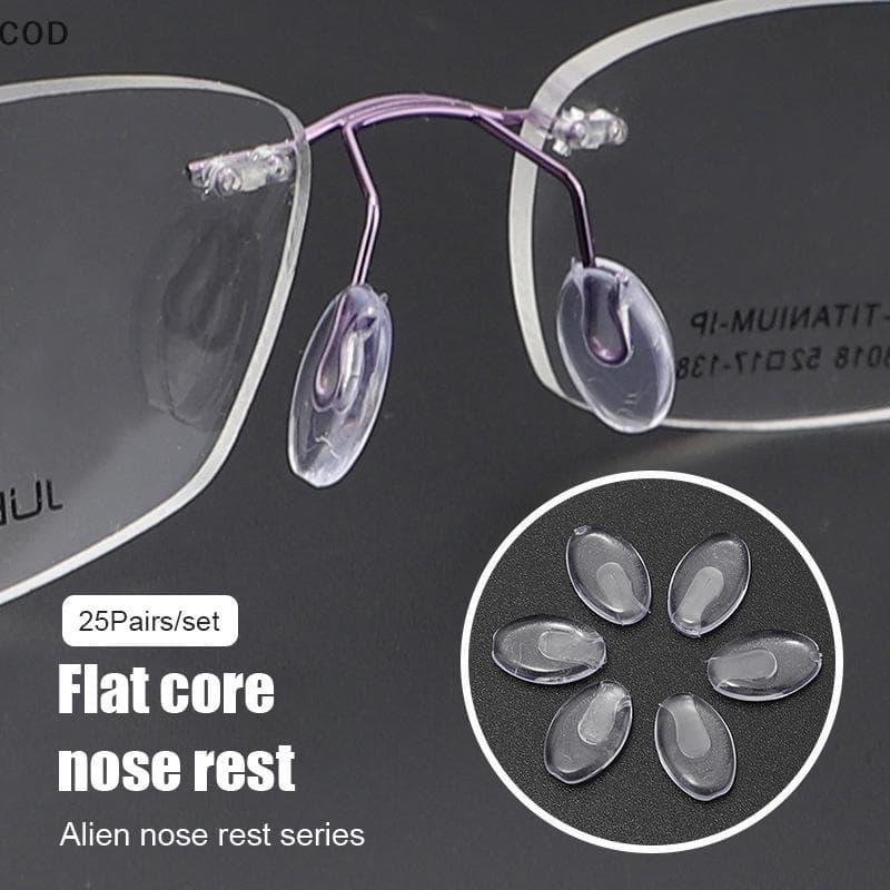 [QYA] 25 Pares/Set Plug-in Óculos Protetores De Nariz Transparente PVC Anti Deslizamento Nosepads Plana Oval Braet Acess