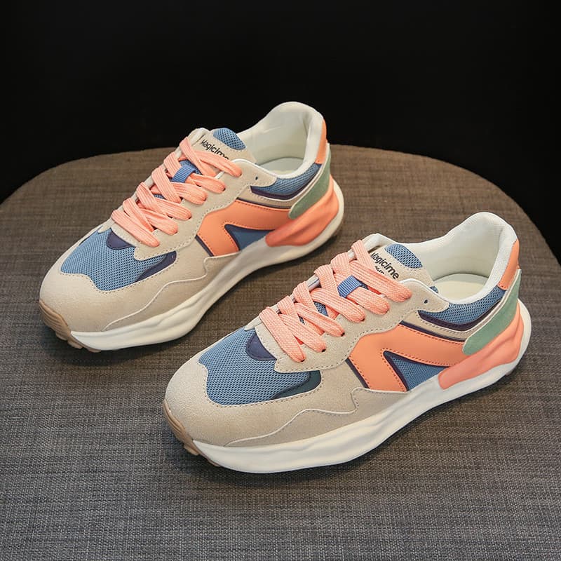 Tênis feminino 2024 novo estilo primavera verão Casual All-Match papai sapatos respirável antiderrapante versão coreana