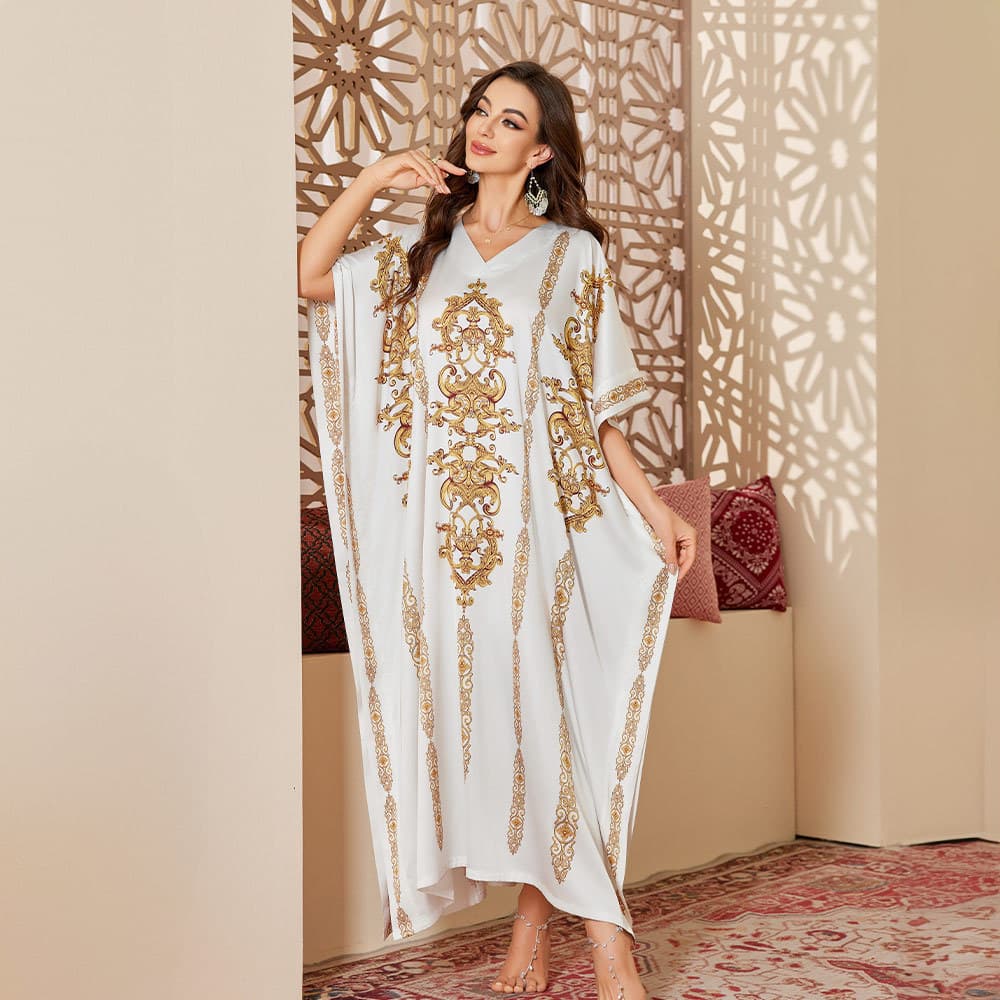 Novos pijamas estampados para mulheres, para comércio exterior, robe longo para primavera e outono, elegante e de alta q