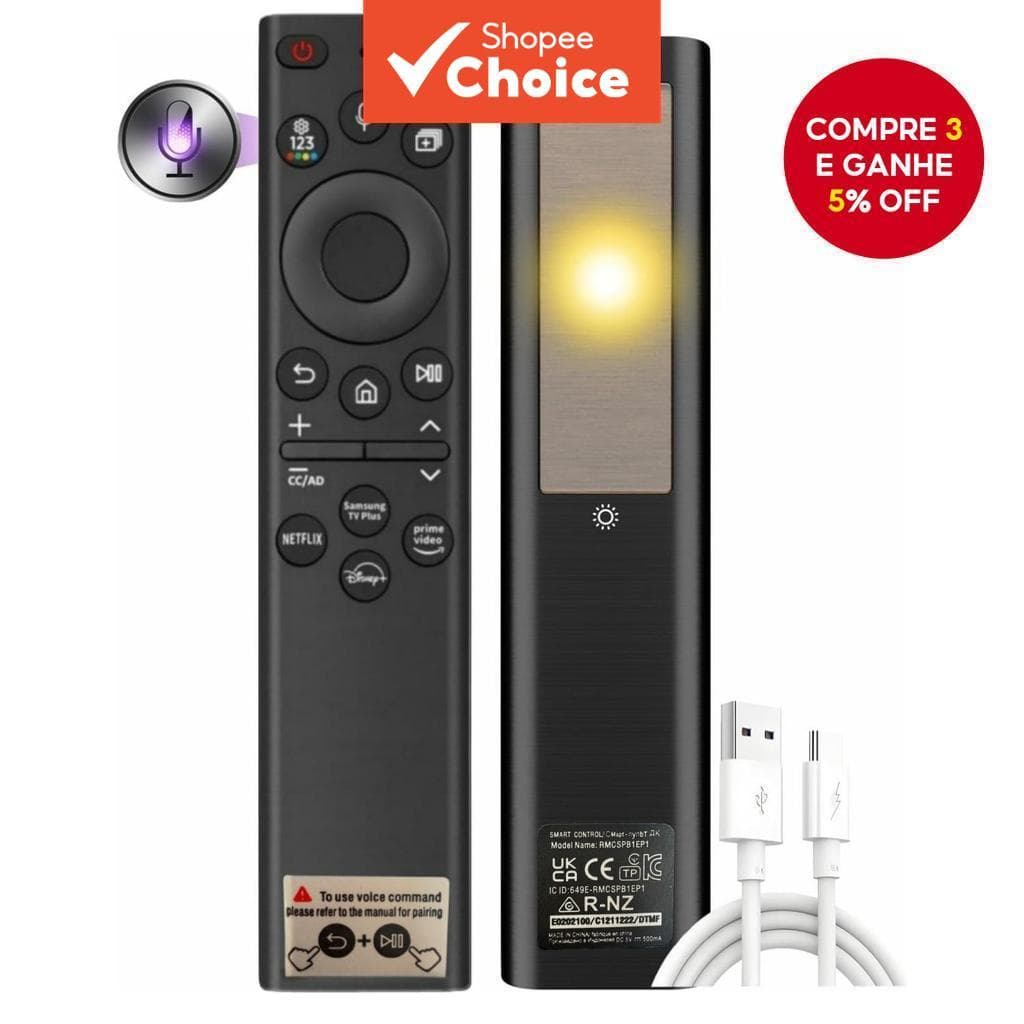 Substituição do Controle Remoto de Voz BN59-01385A para Carregamento Solar, TVs Samsung Smart, Acessório DIY