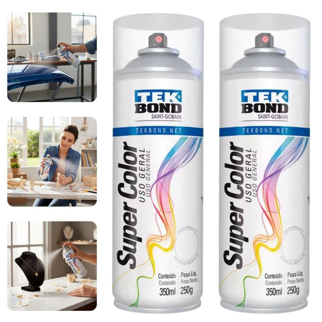 2 Verniz Spray Brilhante Incolor Tekbond 350ml – Proteção para Joias e Bijuterias