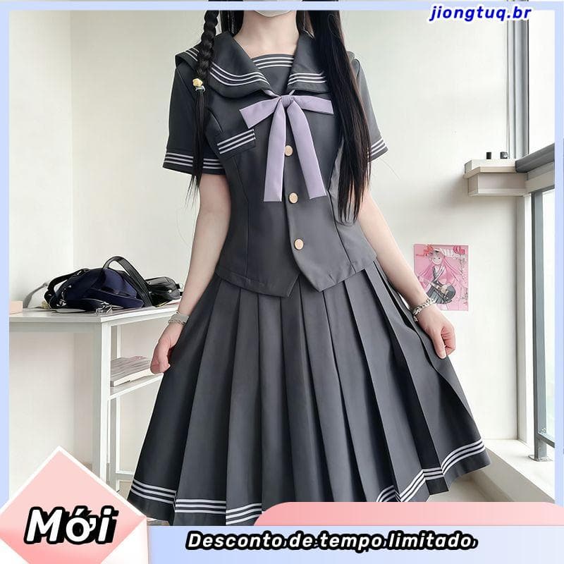 Fu Kite feminino Sakura Kongshe Original genuíno JK uniforme marinheiro longo manga curta material escolar faculdade ter