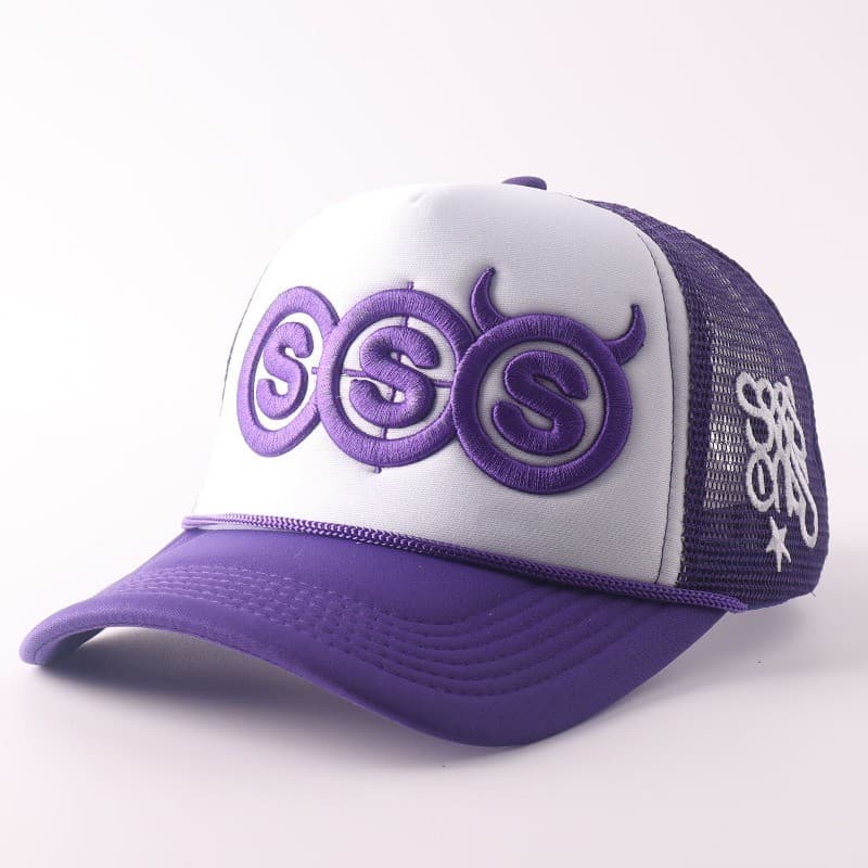 3S Diabo Chifres Bordado Chapéu De Caminhoneiro Y2K Streetwear Malha Boné De Beisebol Das Mulheres Dos Homens Vintage Ro