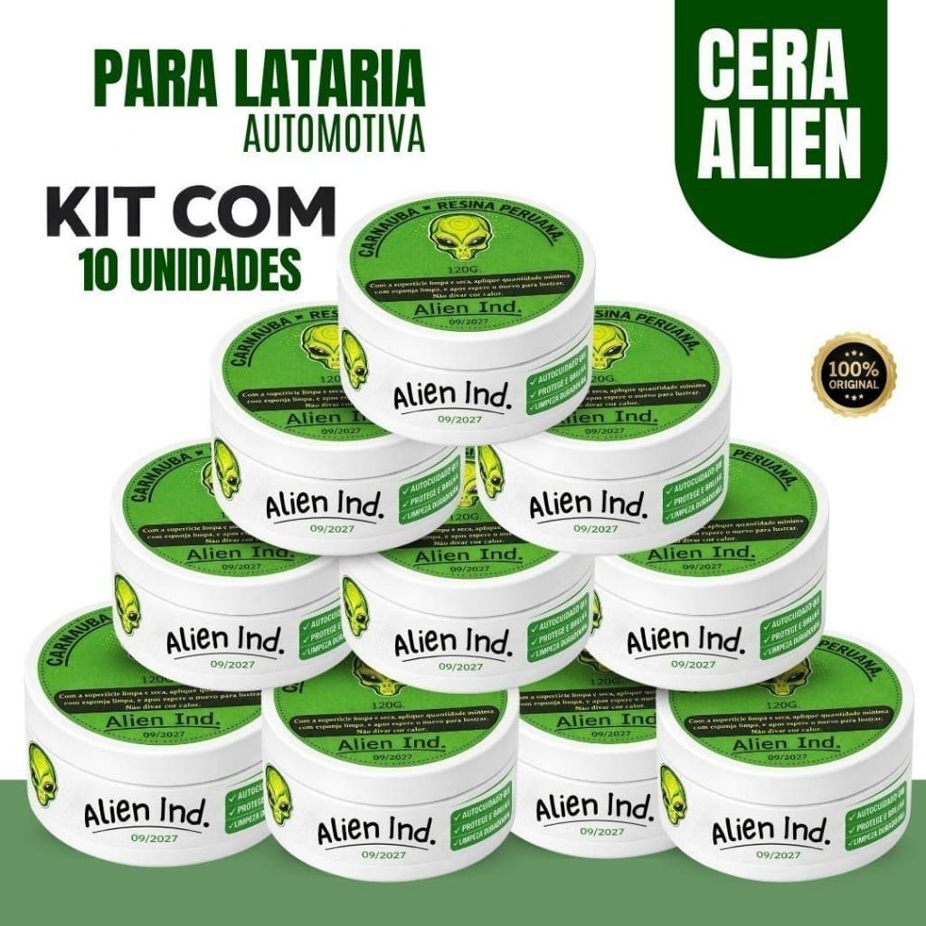 Kit 10 Ceras ALIEN Tira Riscos / Verniz Queimado / Espelhamento / Brilho Molhado