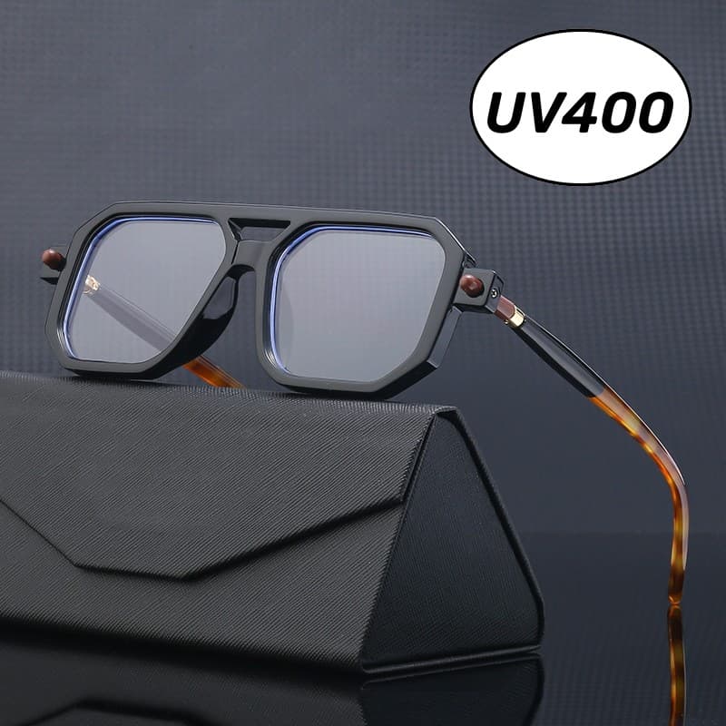 Moda Retro Ponte Dupla Óculos De Sol Para Mulheres Ins Vintage Quadrado UV400 Masculino Clássico