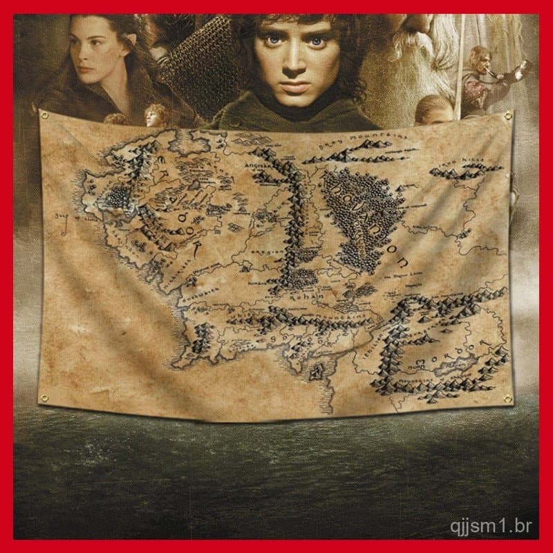 Bandeira Decorativa do Mapa do Senhor dos Anéis para Casa 90*150cm 3*5 pés