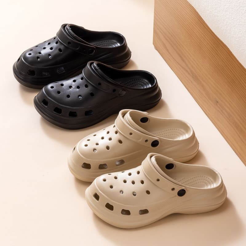 Antiderrapante respirável sola macia merda-piso buraco sapatos Super grosso masculino feminino estilo desodorante EVA ex
