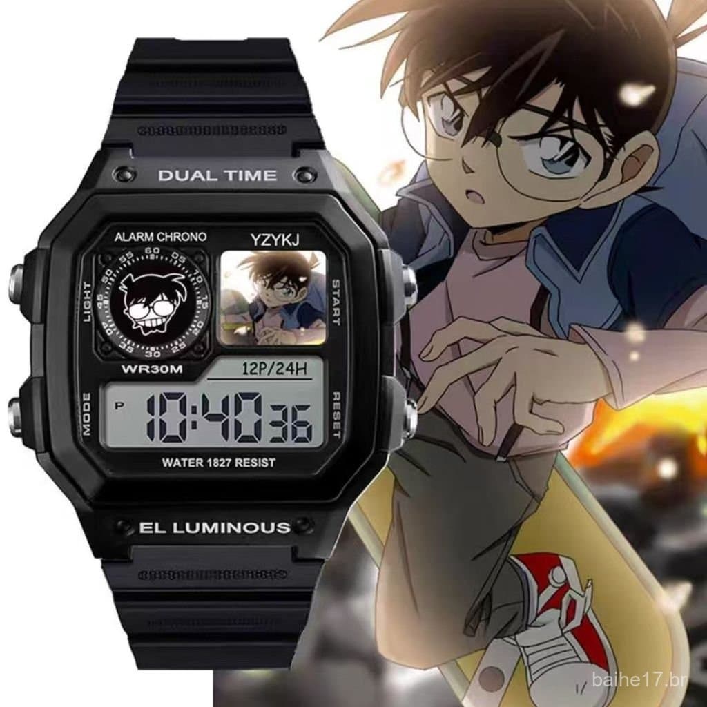 Relógio popular de merchandising do anime Detective Conan, despertador eletrônico silencioso do Ladrão Fantasma Kid, pre