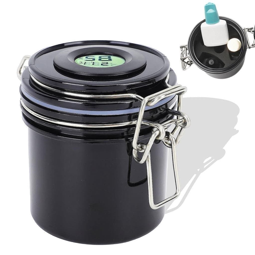 Pote de vidro extra grande para armazenamento, equipado com termômetro, higrômetro e tira de vedação, recipiente de gran