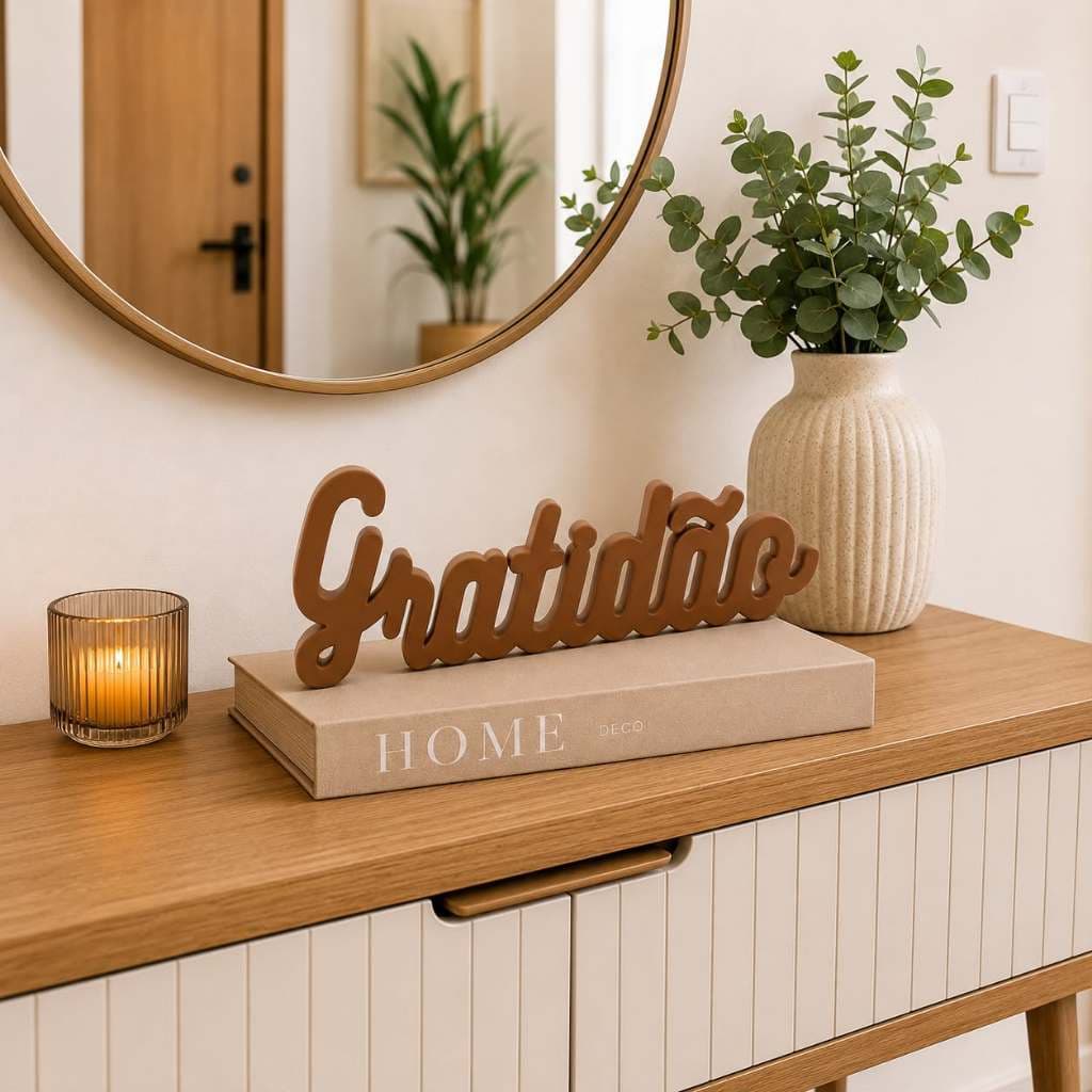 Enfeite Decorativo Gratidão | Letreiro para Mesa, Sala e Escritório  - 23cm