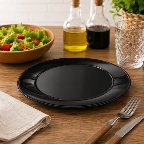 Conjunto 2 Pratos Ovais Vidro Resistente 35cm Preto Mesa Posta Simples Chique
