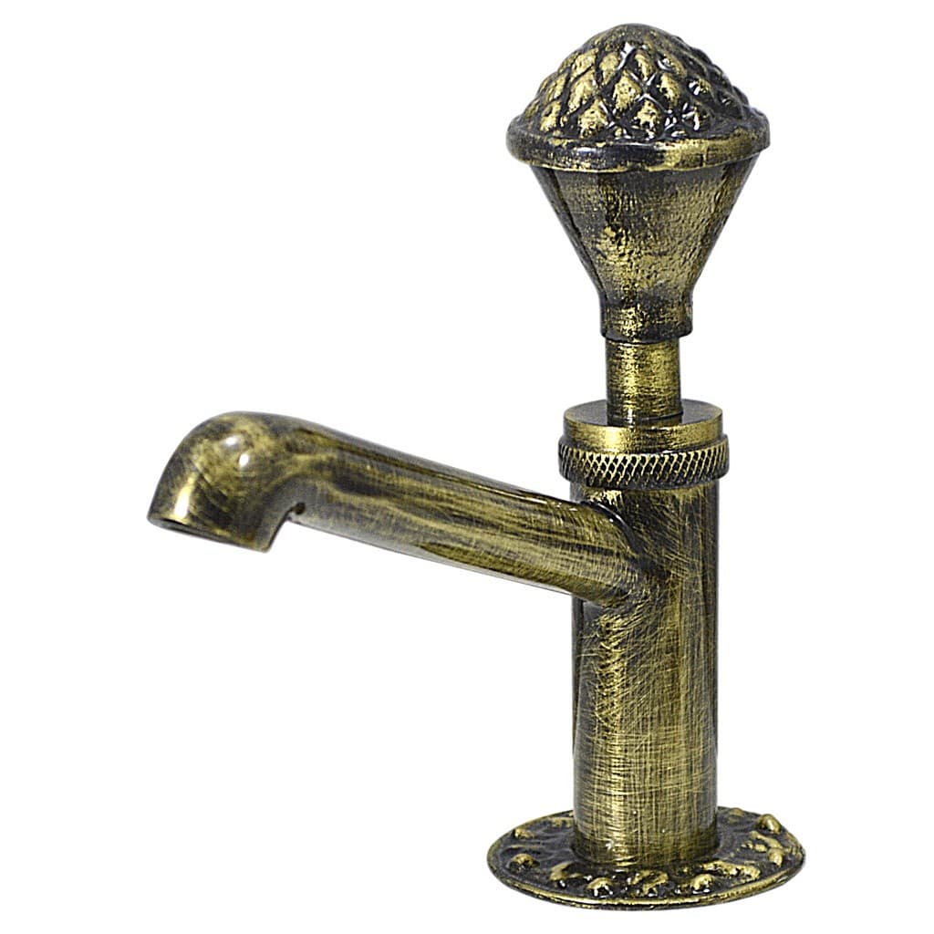 Torneira Banheiro Lavatorio Retro Vintage Mesa Metal Latao Ouro Velho Mecanismo 1/4v Monocromado