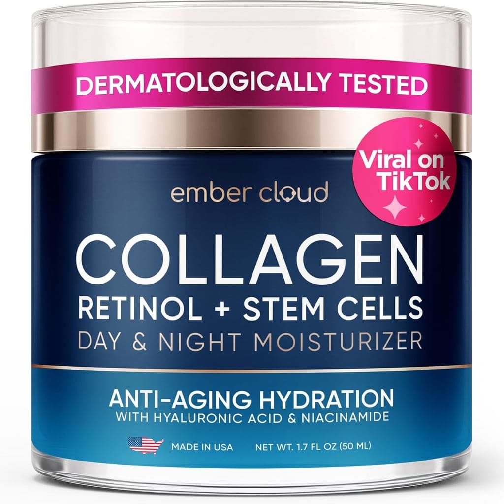 Creme Facial de Colágeno com Células-Tronco, Retinol, Ácido Hialurônico e Niacinamida para Todos os Tipos de Pele - Hidr