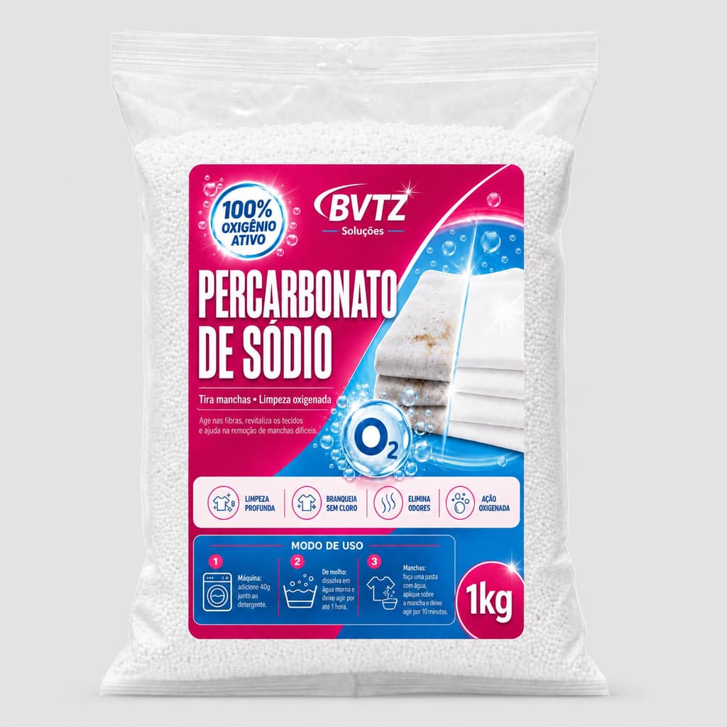 Tira Manchas Percarbonato De Sódio 100% Puro Granulado Roupas Brancas Branqueador