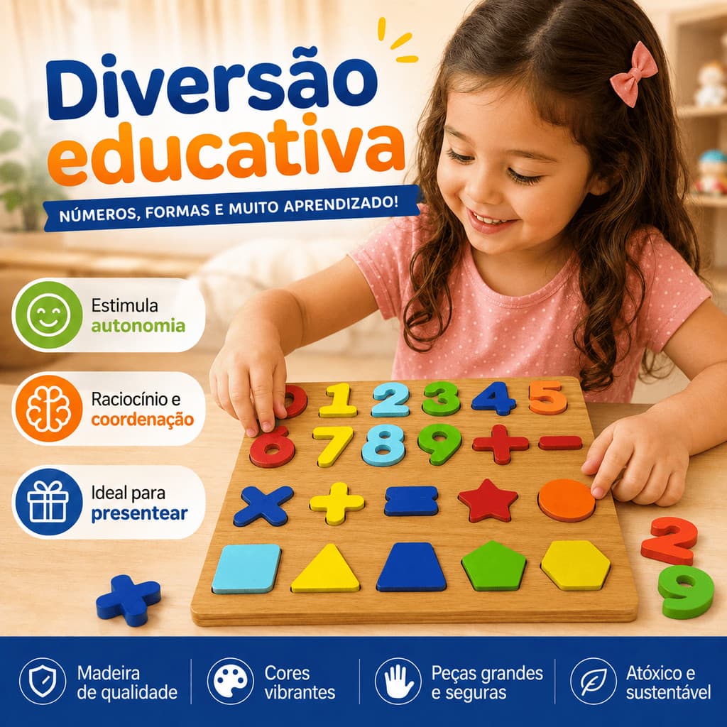 Brinquedo Educativo Números Sinais e Formas Infantil
