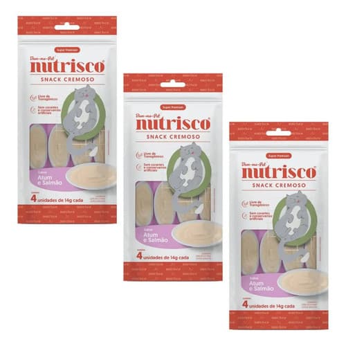 Petisco Gato Nutrisco Atum E Salmão Tipo Churu Gatos 3pcte