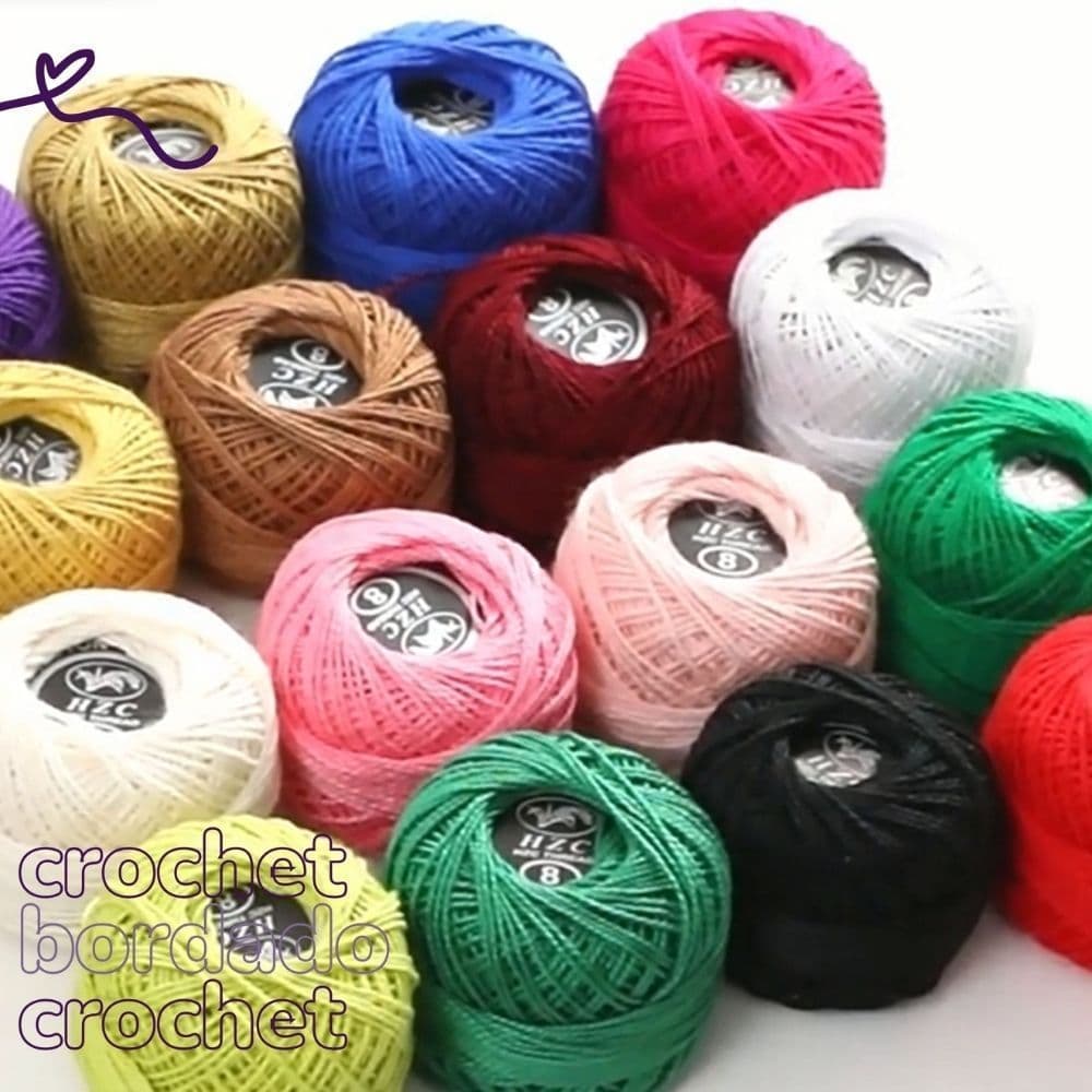 Kit com 16 Rolos de Linha Mista para Crochê e Bordado - Cores Sortidas