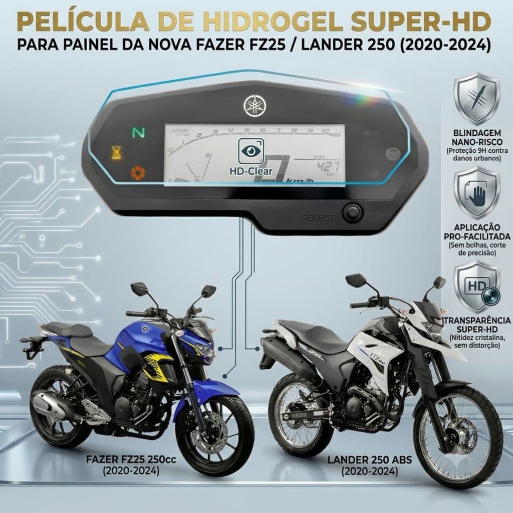 Película Protetora Painel Yamaha Fazer 250 Fz25 2020 até 2024 Lander 250