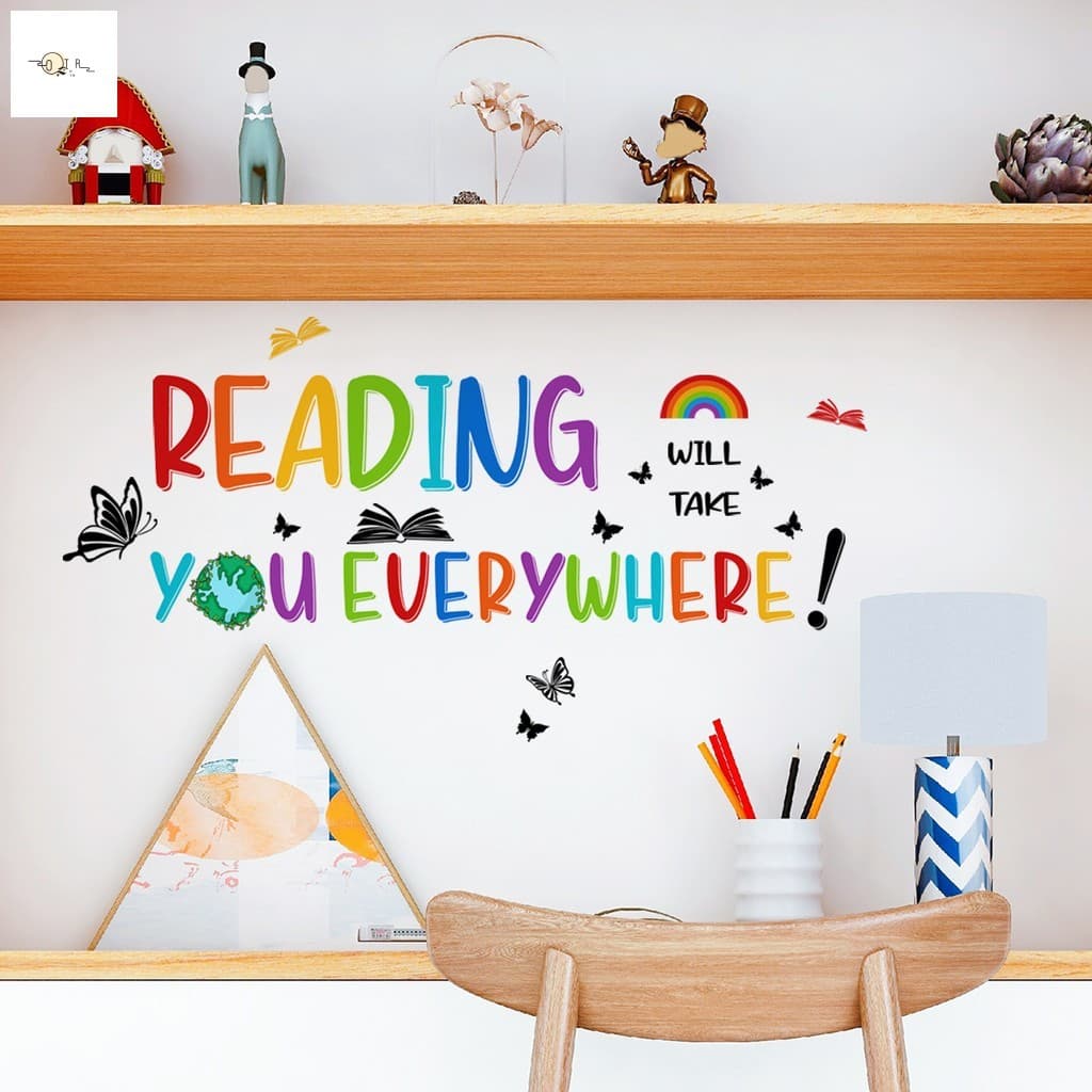 Adesivos De Parede Com Frases De Leitura Inspiradoras-Arte Decorativa Colorida