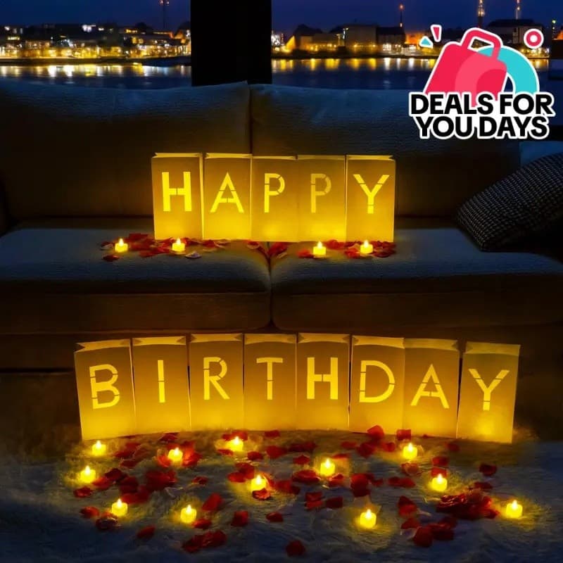 Happybirthdaylightuplettersluminarybagskitcom Velas Sem Chamas Efakeroseals , Felizaniversáriosinaldecoração De Festapar