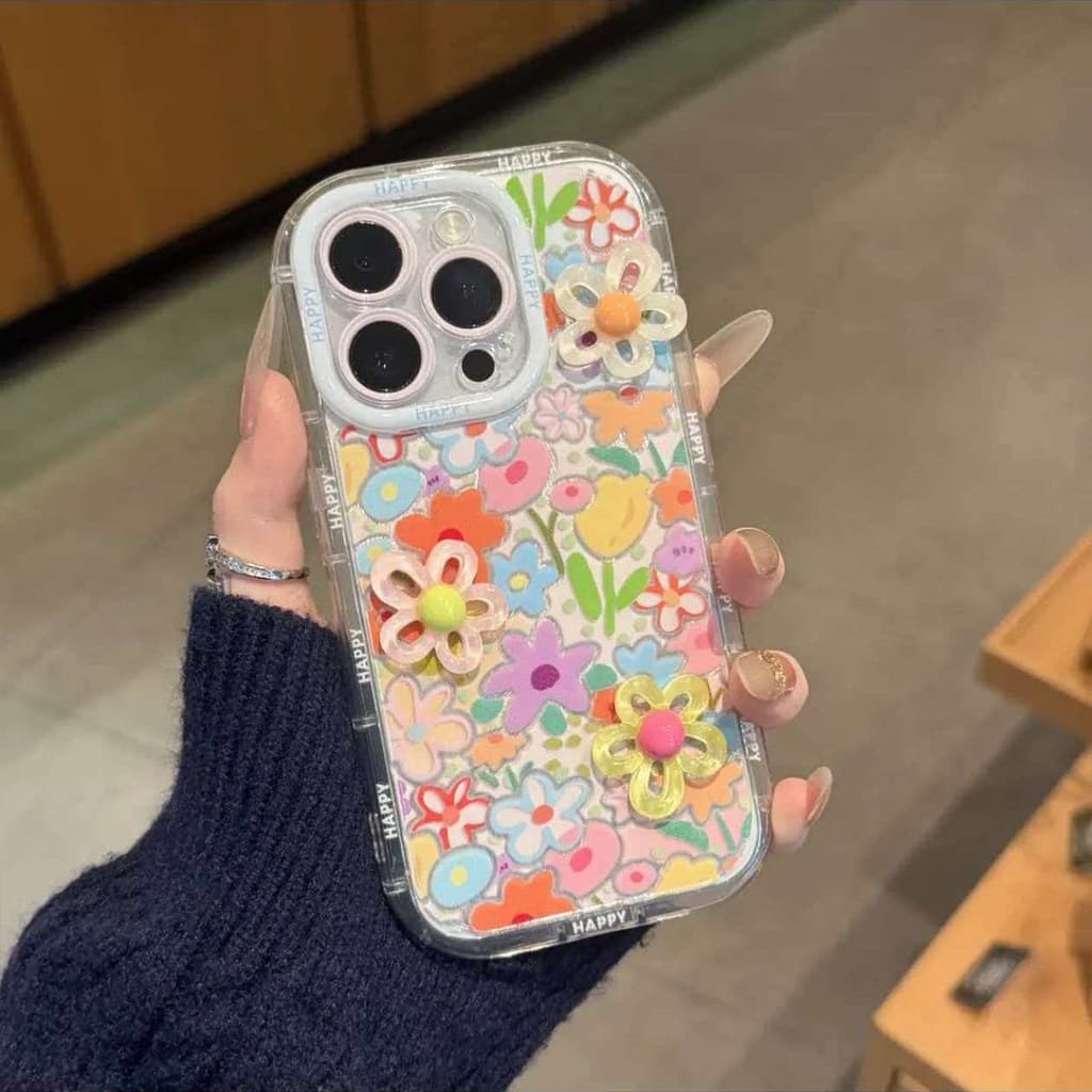 Pronta Entrega |   Capa de Telefone com Estampa Floral para Casal para iPhone 17 / 16 Pro Max / 15 / 14 |   Capa Proteto
