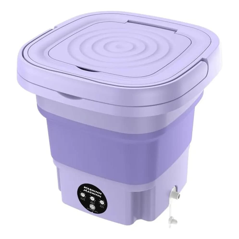 Mini Maquina De Lavar Roupas Portatil Dobrável 9 Litros Meia Roupa Intima Cor Lilas