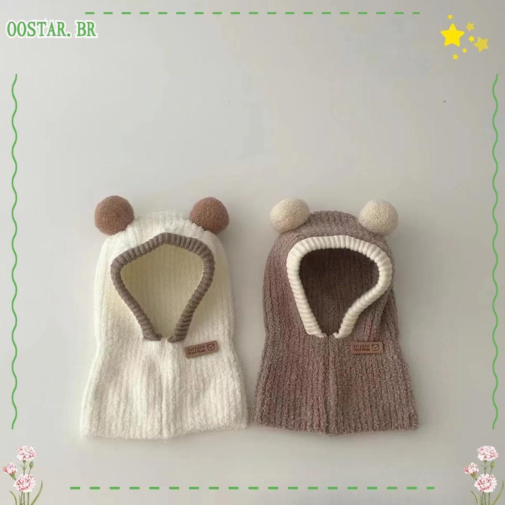 OOSTAR Chapéu Com Capuz Para Bebê , Gorros De Inverno De Pelúcia , Proteção Pescoço E Orelha , Cachecol Quente Crianças