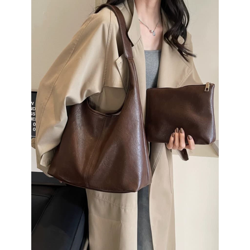 Coreia coreia grande capacidade trabalho Commuter High-End sentimento cruz-corpo marrom sacola feminina 2026 único