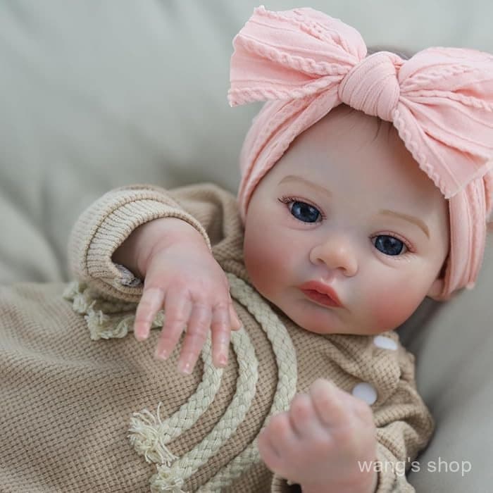 Boneca Reborn de 18 polegadas com corpo totalmente em tecido macio, brinquedo de bebê de simulação em vinil.