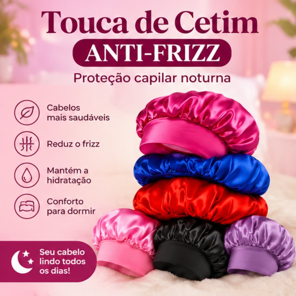 Kit 3 Toucas De Cetim Premium Antifrizz