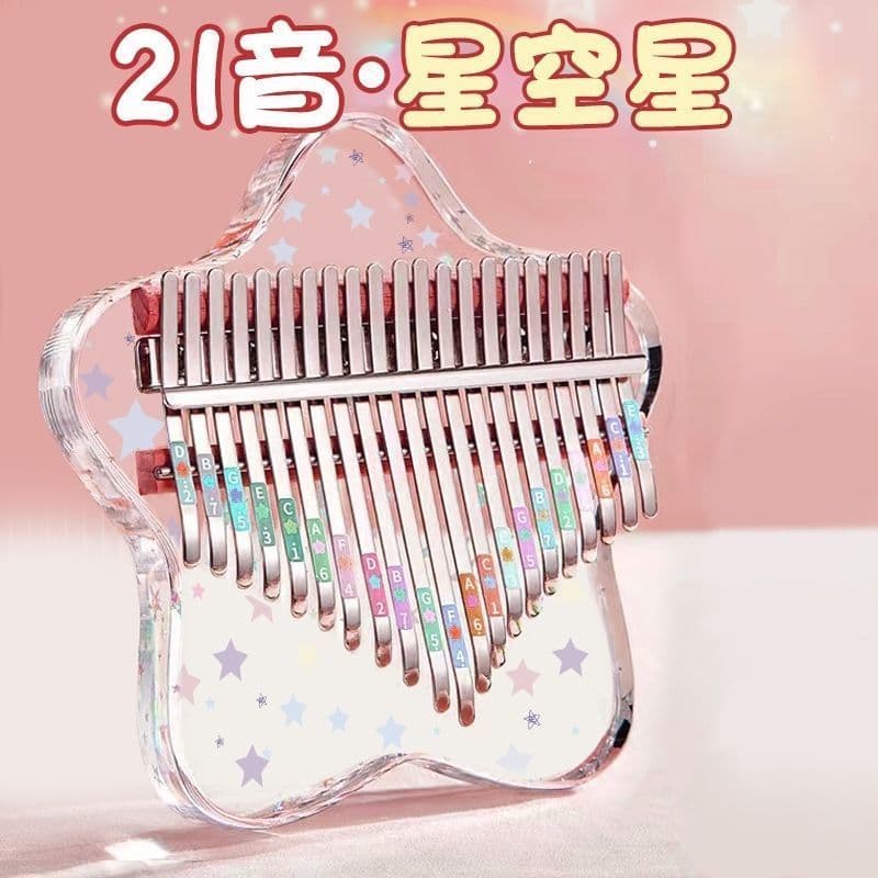 Kalimba polegar piano cristal transparente 21 tons crianças meninas 17 tons portátil iniciante dedo piano influenciador