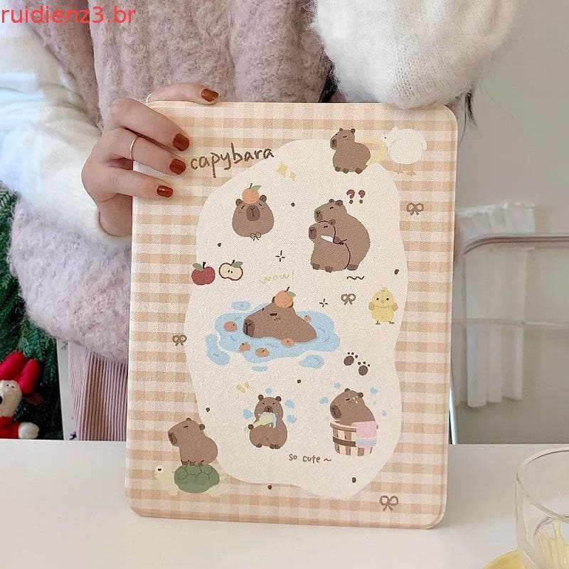 Desenhos animados Bella capivara adequado para ipad Tablet capa protetora pro com Slot para caneta mini suporte rotativo