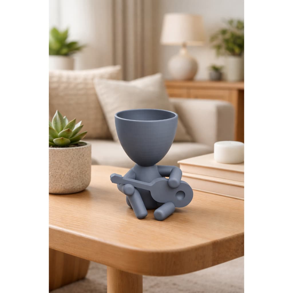 Vaso Decorativo Robert Plant com Violão – Enfeite Moderno para Sala, Rack e Painel de TV