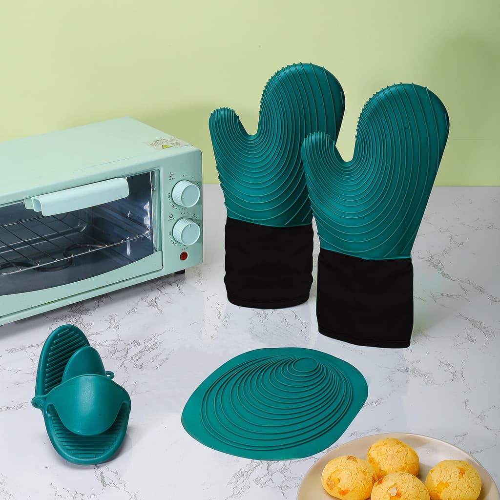 Luvas de isolamento térmico de algodão de Silicone forno de microondas Anti-escaldante cozinha resistente a altas temper