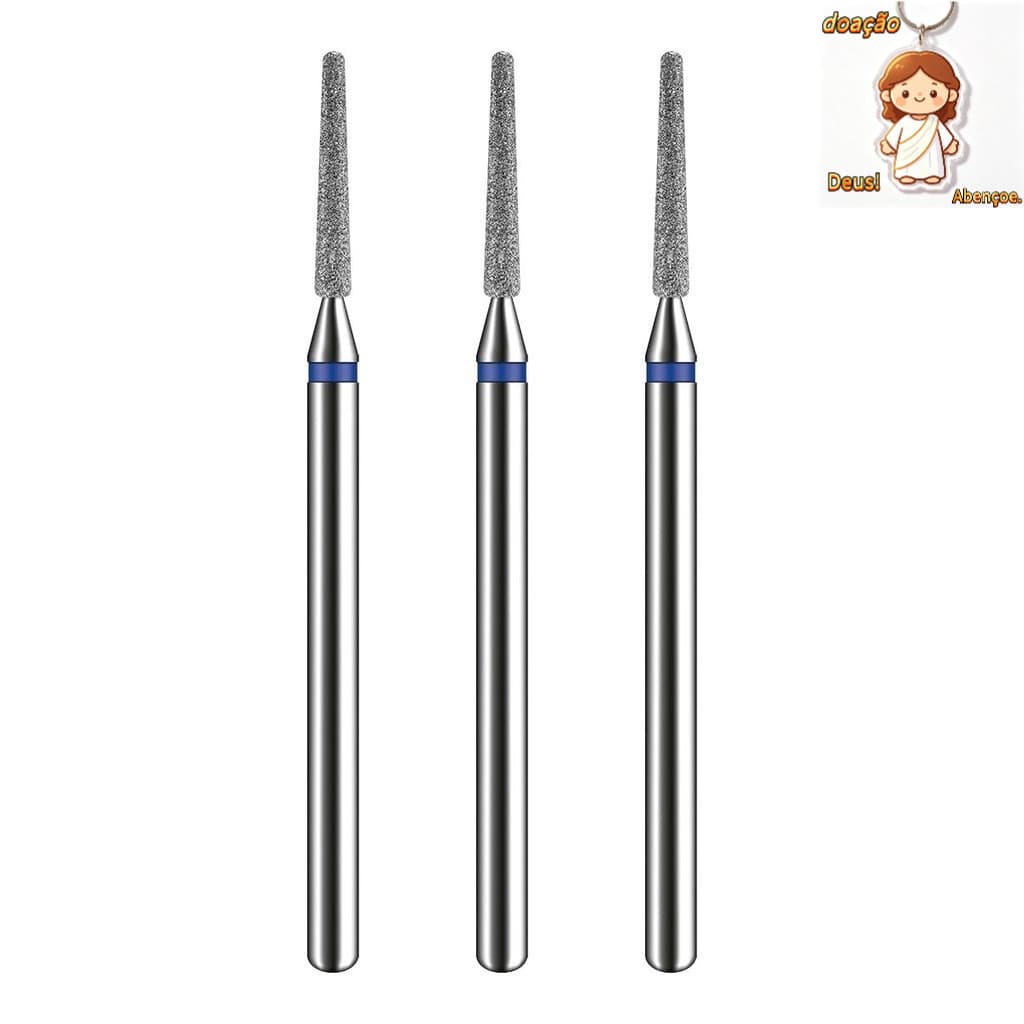 kit 03 Broca Ponta Diamantada n°718 Profissional Unha Acrigel