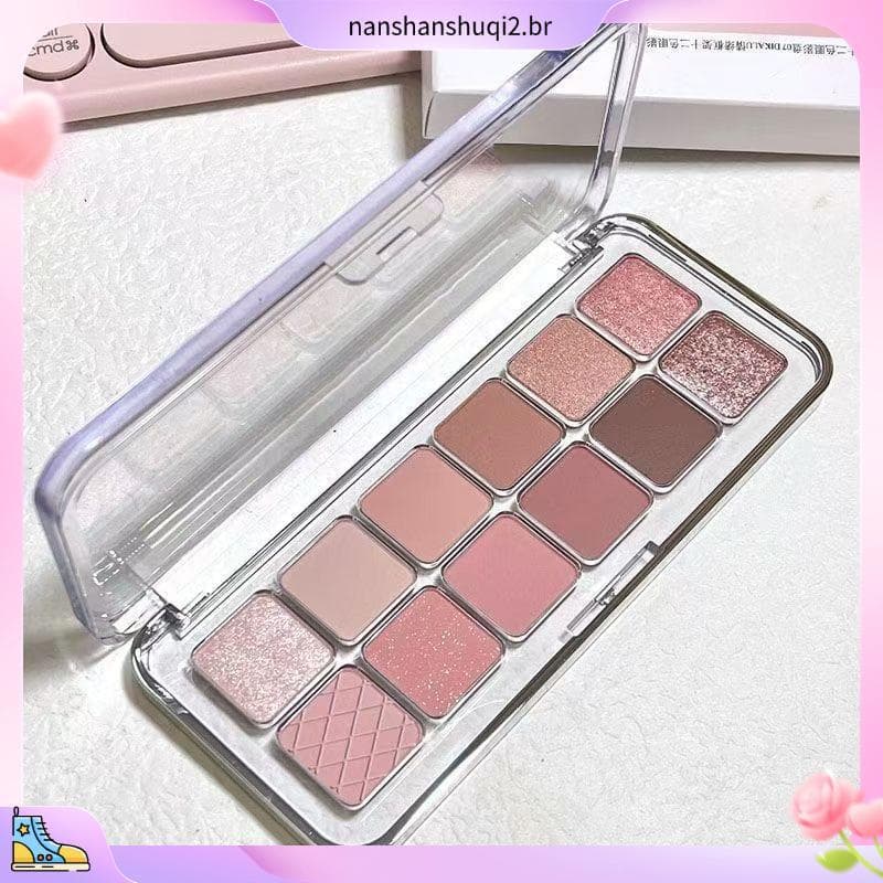 Loja Venda quente Coreano Suave Paleta de Sombras de 12 Cores Baixo Saturado Perolado Fosco Fresco Rosa Pó Luz Maquiagem