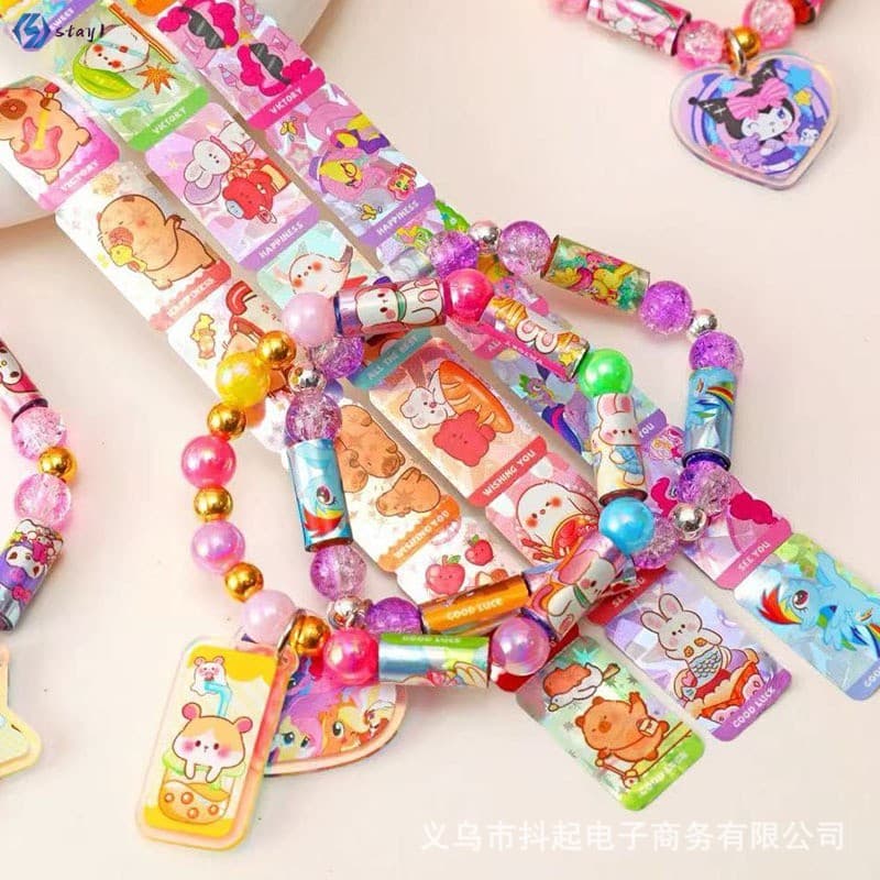 Pulseira Adesiva Com Contas DIY-Fita Musical Criativa Feita À Mão Para Crianças