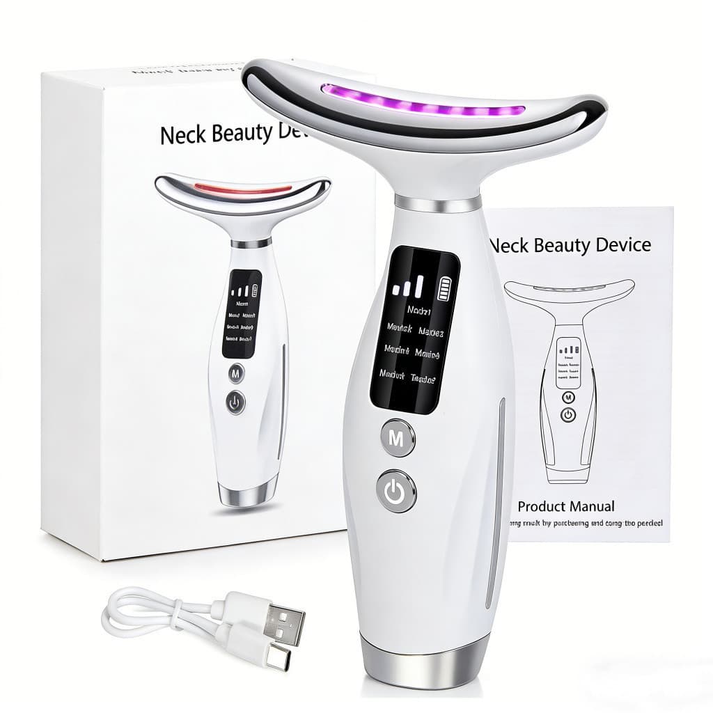 Massageador De Pele Firmeza Pescoço Led de 7 Modos Massageador Portátil Beleza para Rosto e Pescoço  MOBY LUX