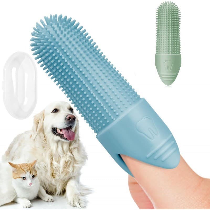 Conjunto de 3 peças de escova de dentes de Silicone para animais de estimação, gato, cachorro, cuidados bucais, berços d