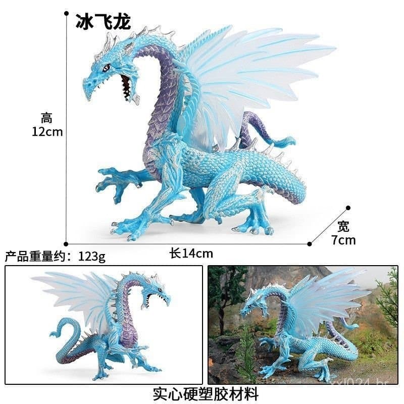 Modelo de Animal Simulado, Monstro Mítico Antigo de Gelo Azul, Monstro de Gelo Verde, Figurinha, Brinquedo Cognitivo Sól