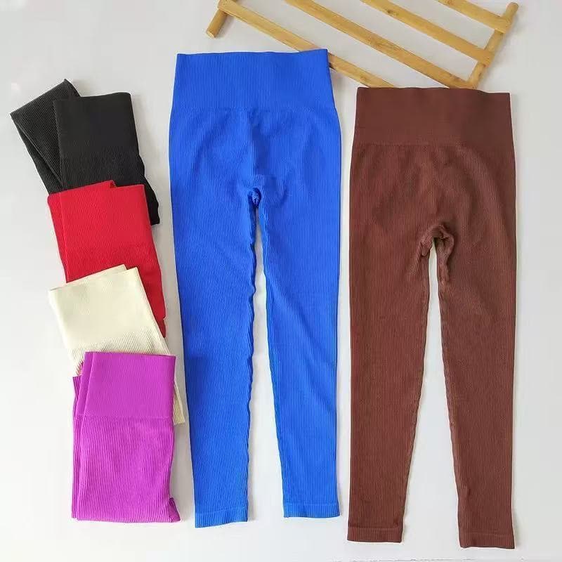 Calça Leggings Feminina Empina Bumbum Canelada Cintura Alta - Yoga
