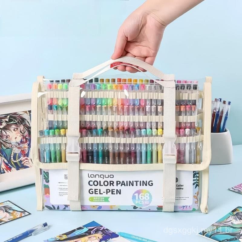 Conjunto de Canetas Gel para Pintura Colorida, 45/72/99 Cores, Canetas Gel com Caixa de Armazenamento, Canetas de Tinta