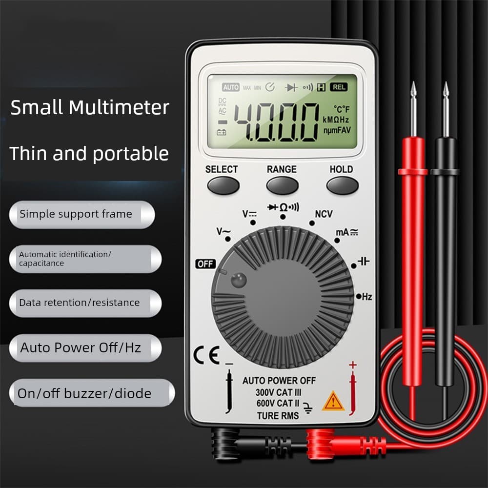 Cartão portátil multifuncional multímetro digital Display digital multímetro Ultra-fino Mini tensão amperímetro Buzzer