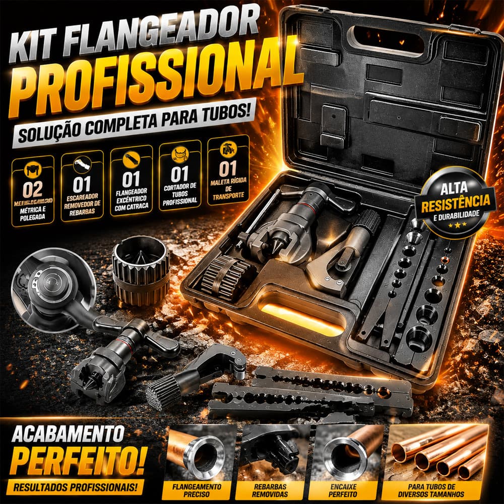 Kit 5 Flangeador Excentrico Com Catraca 3/16 a 3/4 Metrico e Pol Esmerilhadeira