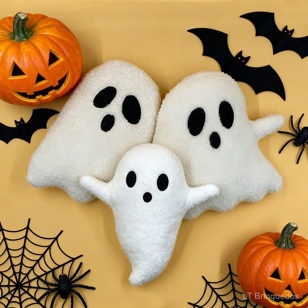 Boneca de presente de Halloween, almofada de quarto estilo ins simples, almofada de pelúcia em formato de nuvem fantasma