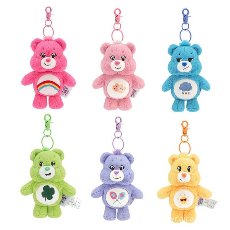 Ursos De Cuidado De Pelúcia Kawaii Carebears Arco-Íris Urso Anime Hobby Brinquedo Chaveiro Saco Com Som Bonecas Presente