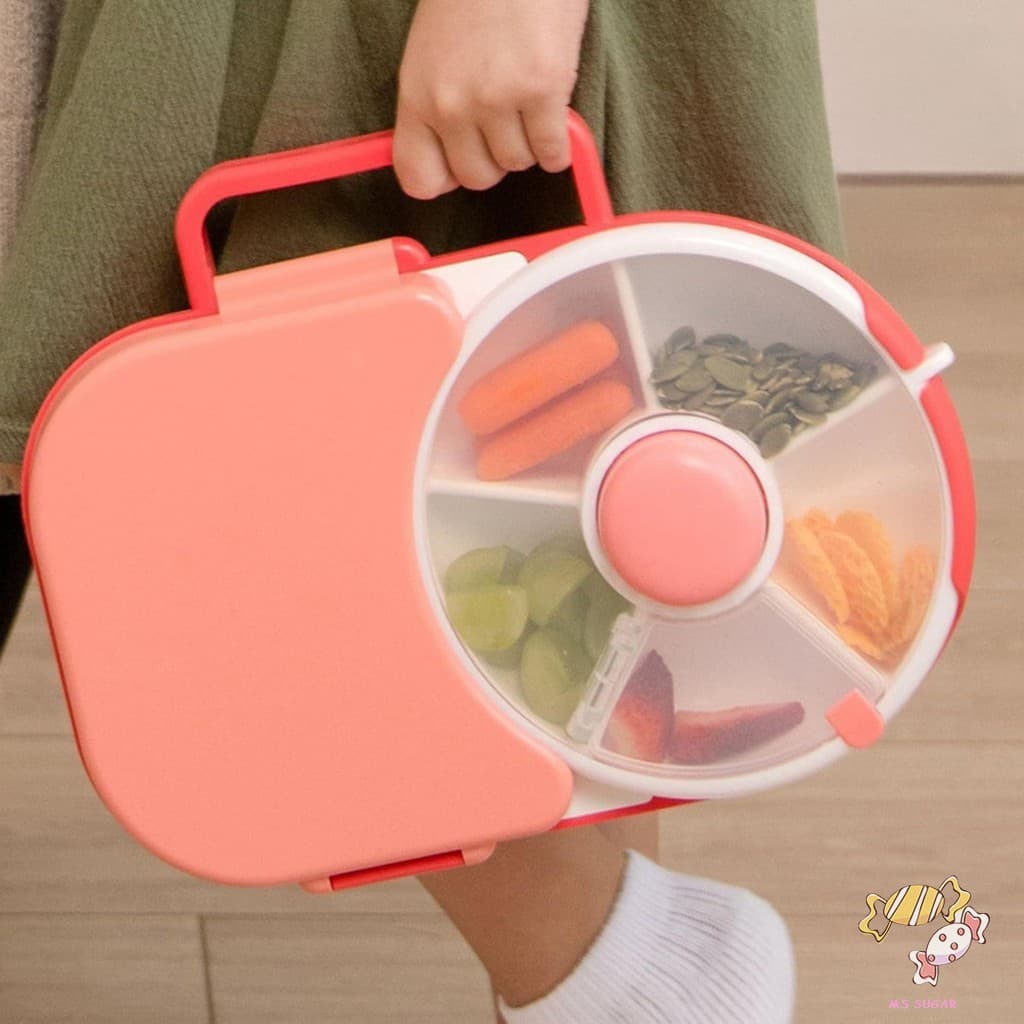 Caixa De Lanche Com Compartimento Giratório-Recipiente Portátil De Frutas Secas Selado Para Crianças Ao Ar Livre