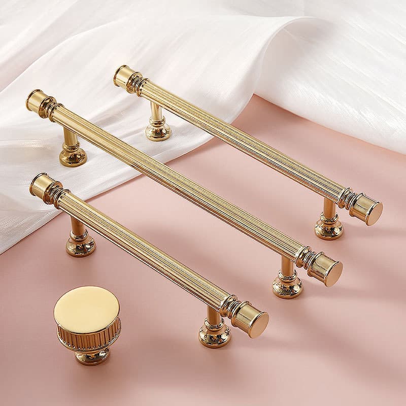 Puxador de Guarda-Roupa de Latão Moderno Americano de Luxo em Cobre Puro, Puxador de Porta de Armário em Cobre Dourado E